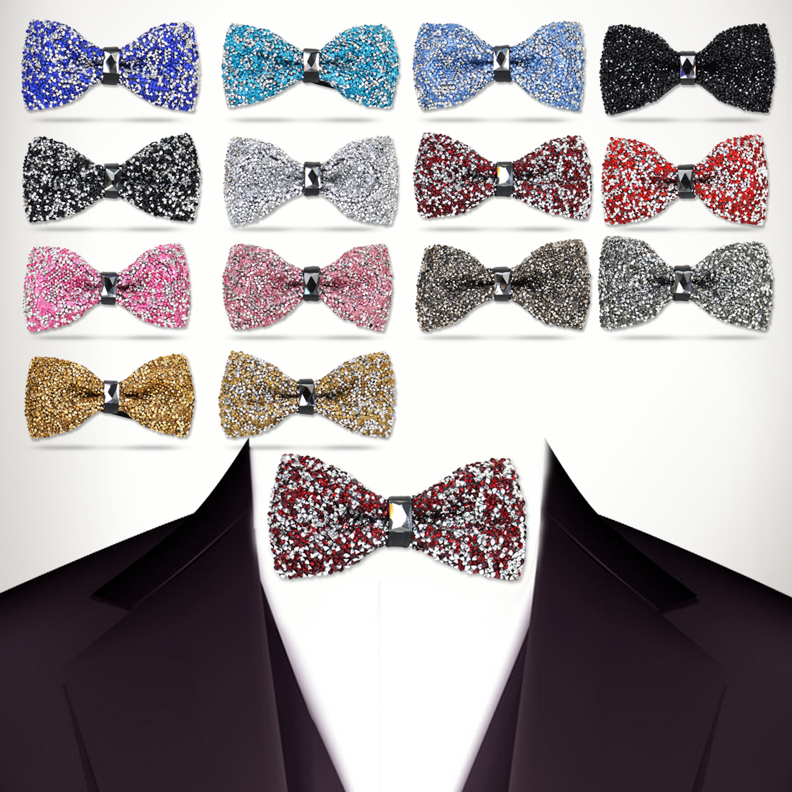 Men free Boy Stylish Tie Glitter Super beauty product restock quality top Tuxedo Adjustable Rhinestone Crystal