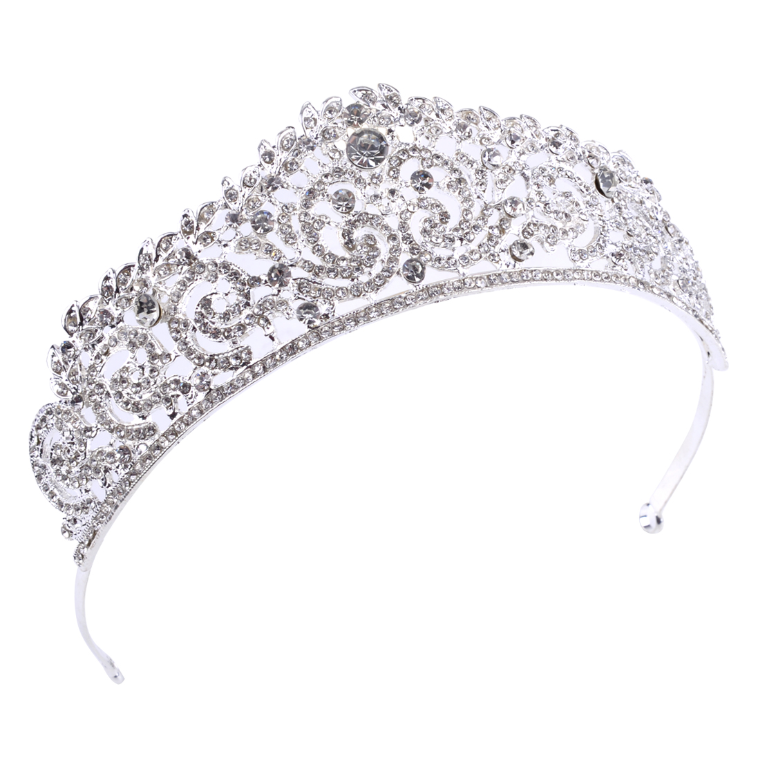 Damen Diadem Tiara Haarreif Haar Krone Silber Strass Hochzeit Braut Haarschmuck 