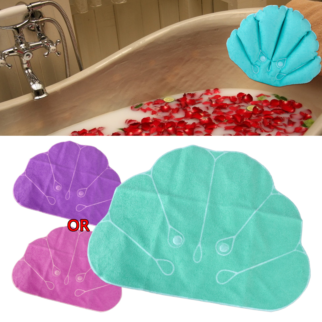 Aufblasbar Bade Kissen mit Saugnpfe Bade Nacken Comfort Kissen Schale Farbe kk