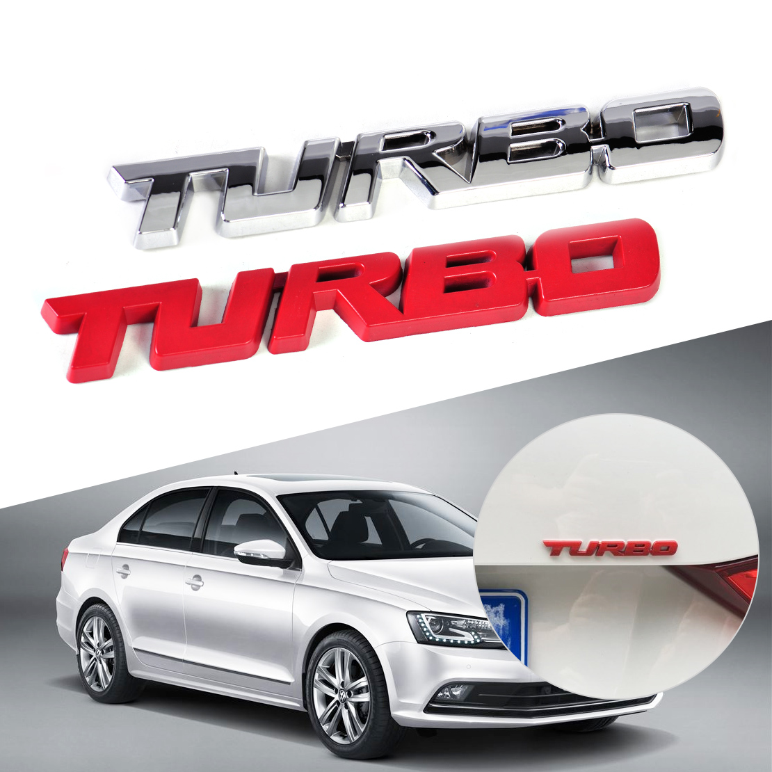 Metall Turbo Power Emblem Badge Auto Aufkleber 3D Schriftzug car Sticker  Chrom